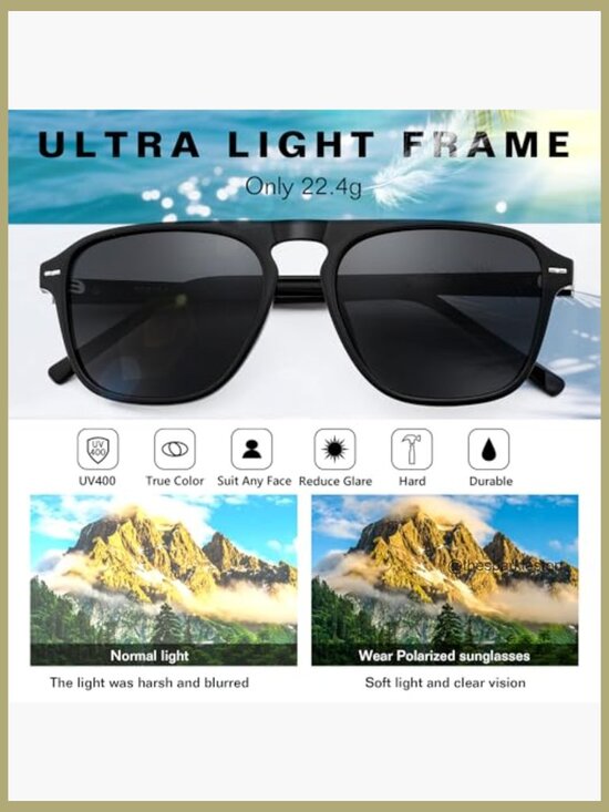 Polarized Aviator Sunglasses Acetate Frame UV400 Protection